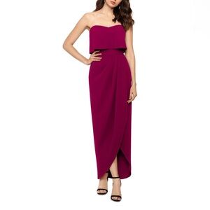 Xscape Women's Strapless Tulip-Skirt Gown Magenta